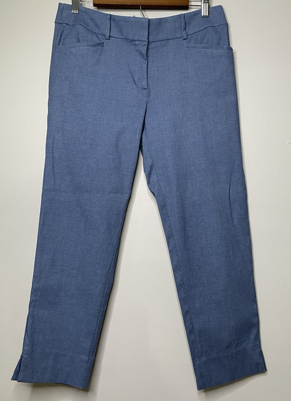 LOFT Riviera Pant Womens 6 Blue Birdseye Slim Ankle Career Stretch Pants